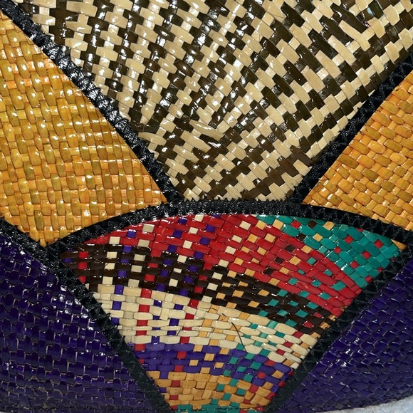 Straw Bag  Small tote  shoulder bag  Multi  Color  NWOT   Coated straw  Plastic - Picture 2 of 13